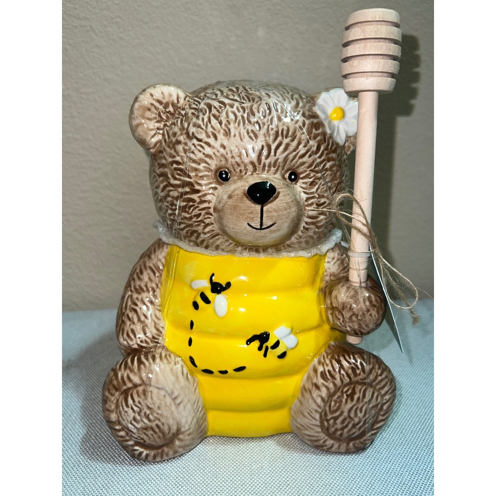 Ceramic Honey Bear Kitchen Set Honey Pot Mug Salt and Pepper Shakers 4 Piece
